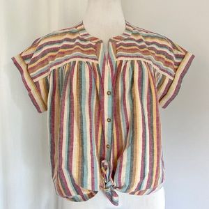 Lou & Grey for Loft Striped Tie Front Shirt Medium
